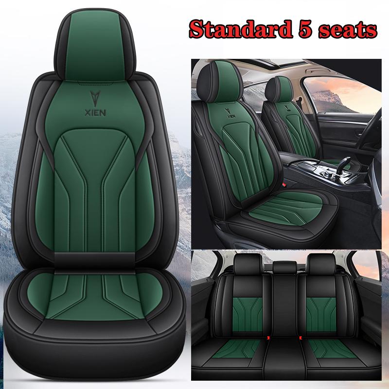 Nappa Leather Car Seat Covers Waterproof Auto Seat Protectors Full Set Universal Accessories Fit for Most Sedans SUV Truck