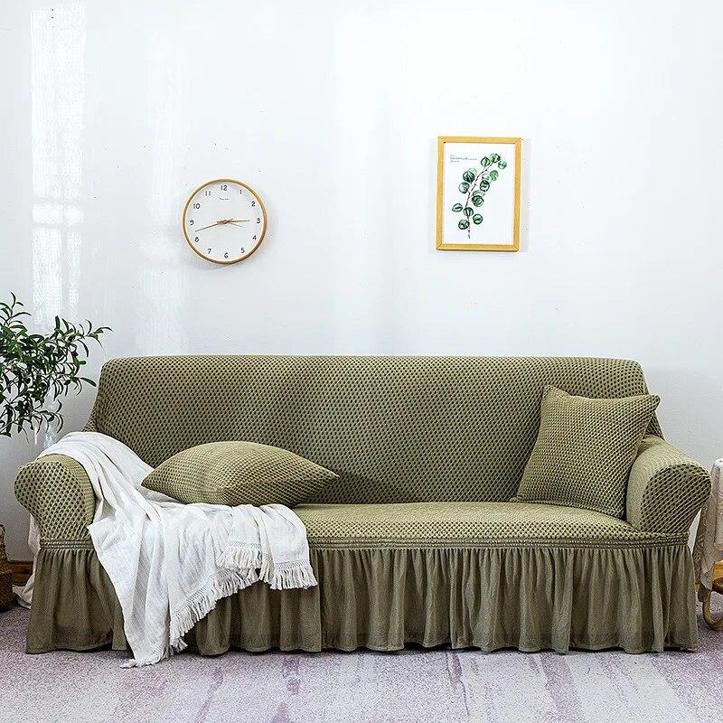 Solid All Embracing Lace Thickened Small Checkered Sofa Cover Four Seasons Cloth Sofa Cover