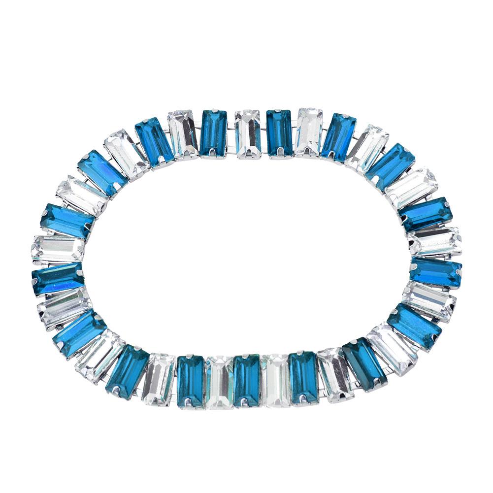 

1 Yard (90cm) Rhinestone Chain Crystal Glass Trimming DIY Garment Accessories Decoration(Peacock Blue White )