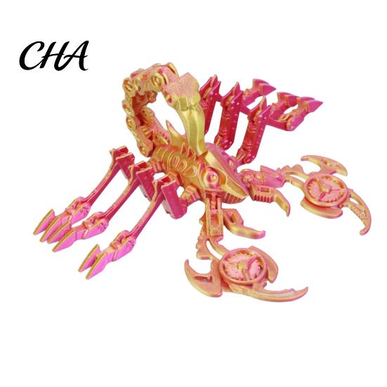 Stress Relief Sensory Toy Articulated Mechanical Scorpion Figurine, 3D Printed Flexible Joints Interactive Mecha Model, Gradient Color Movable Fidget