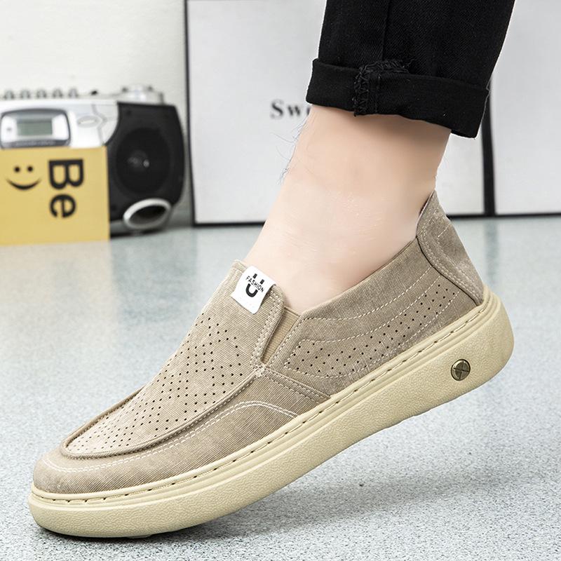 Men's Summer Breathable Slip-On Canvas Shoes - Casual, Fashionable, and Comfortable
