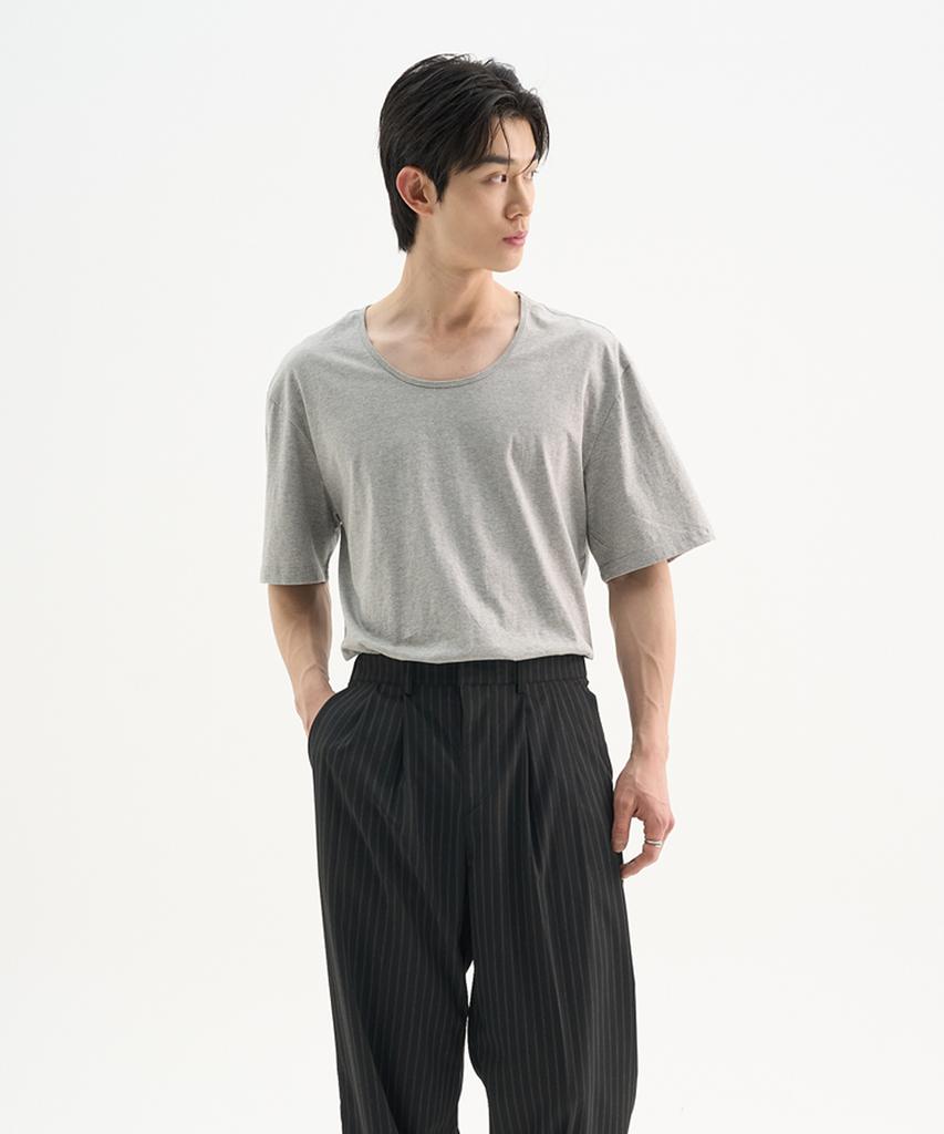 TRIP LE SENS Basic U-Neck Silket Cotton T-Shirt_10 Colors (F Type)