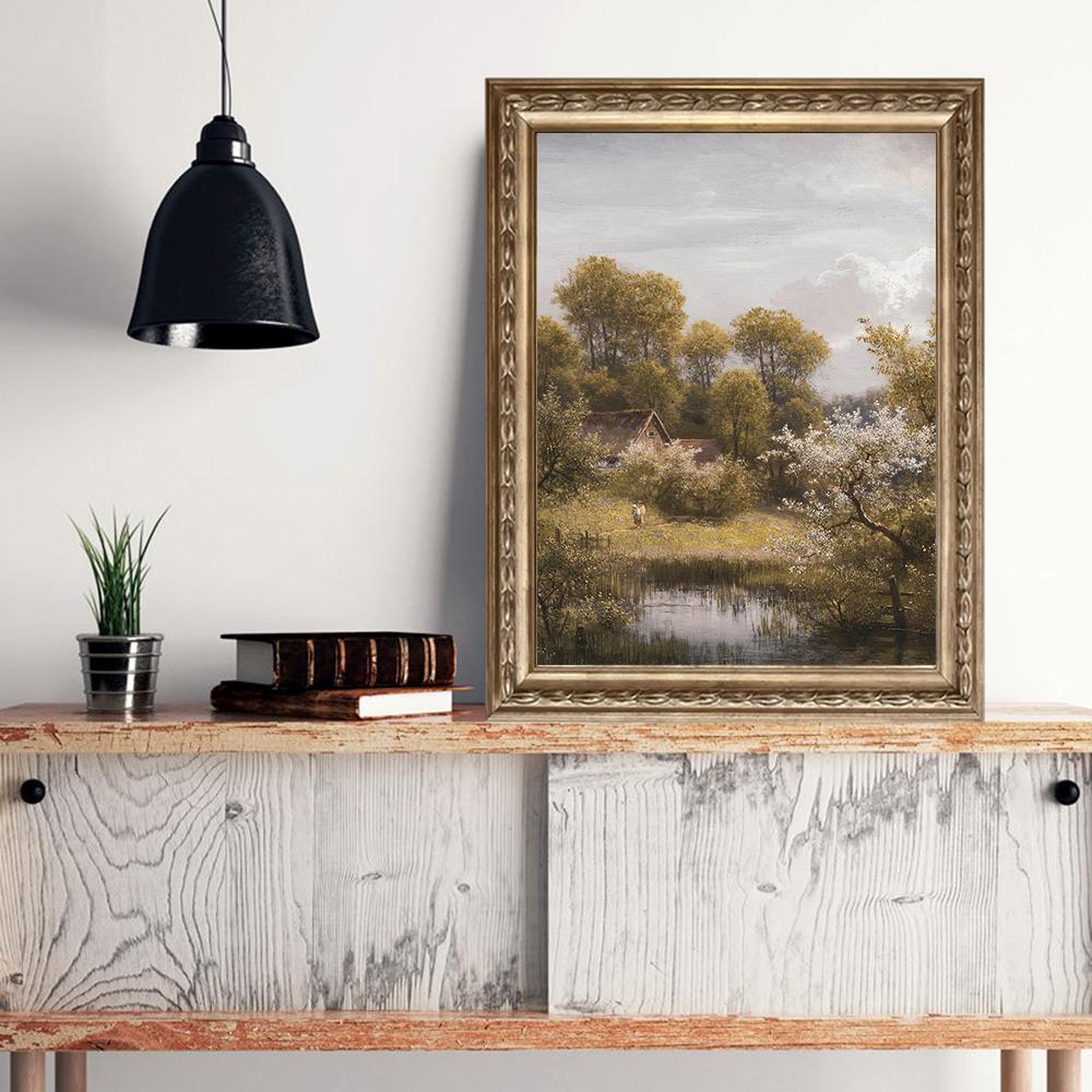 Vintage Gallery Wall Poster Print European Mountain Lake Landscape Canvas Painting Nordic Wall Art Living Room Home Decoration