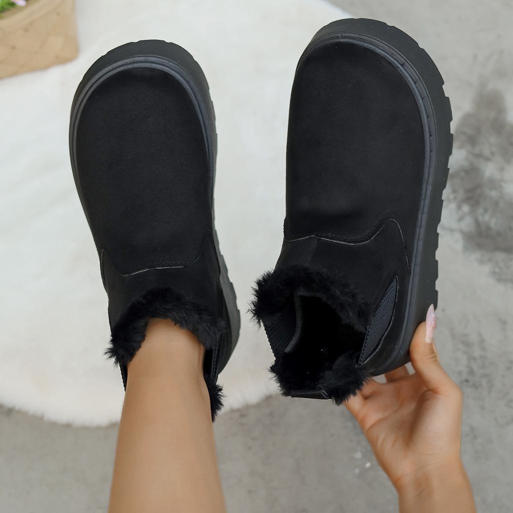 Fashion Casual Slip on Female Ankle Boots Botas Mujer 2025 Winter Women Snow Boots Plush Warm Non Slip Waterproof Ladies Flats Shoes