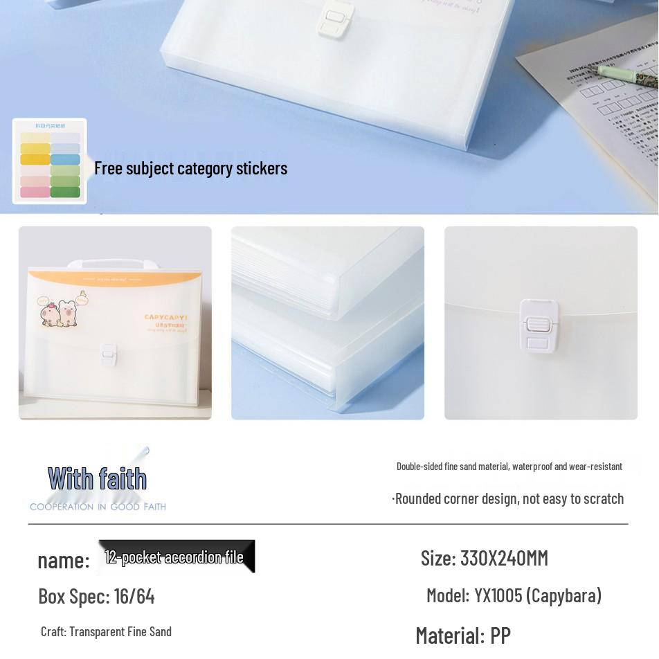 Multi-Layer A4 Accordion File Folder - Student Handheld Organizer