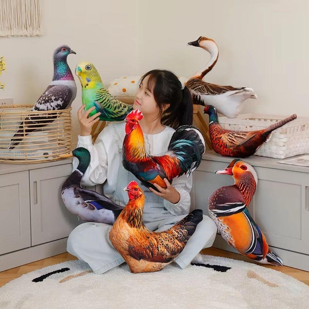 Real Life Poultry Plush Toys Stuffed Animal Stuffed Goose Duck Pigeon Parrot Toys Home Decor