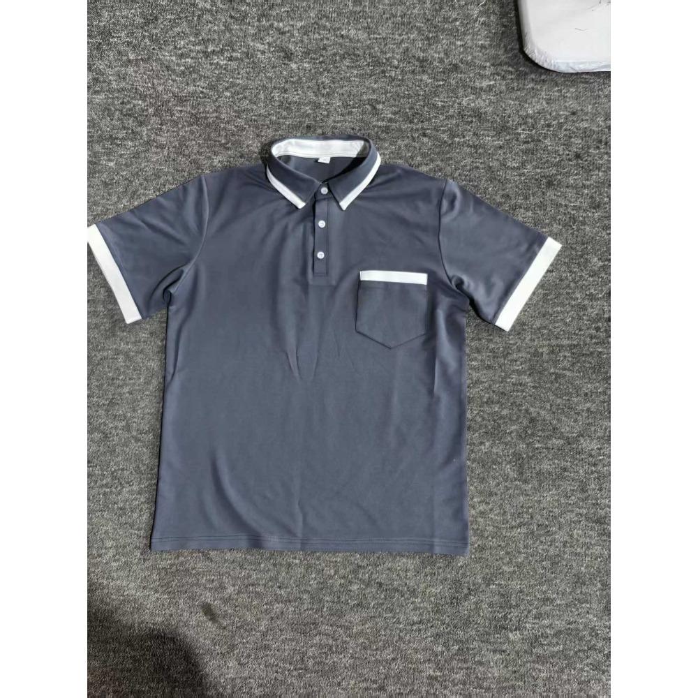 New Men's Polo Shirt with Chest Pocket: Plain, Casual and Stylish Short-sleeved T-shirt