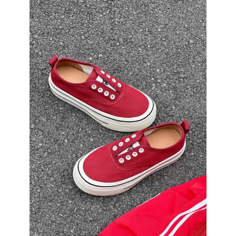 Leather one-pedal white shoes heightened platform casual canvas shoes women's spring and autumn new round head sports shoes
