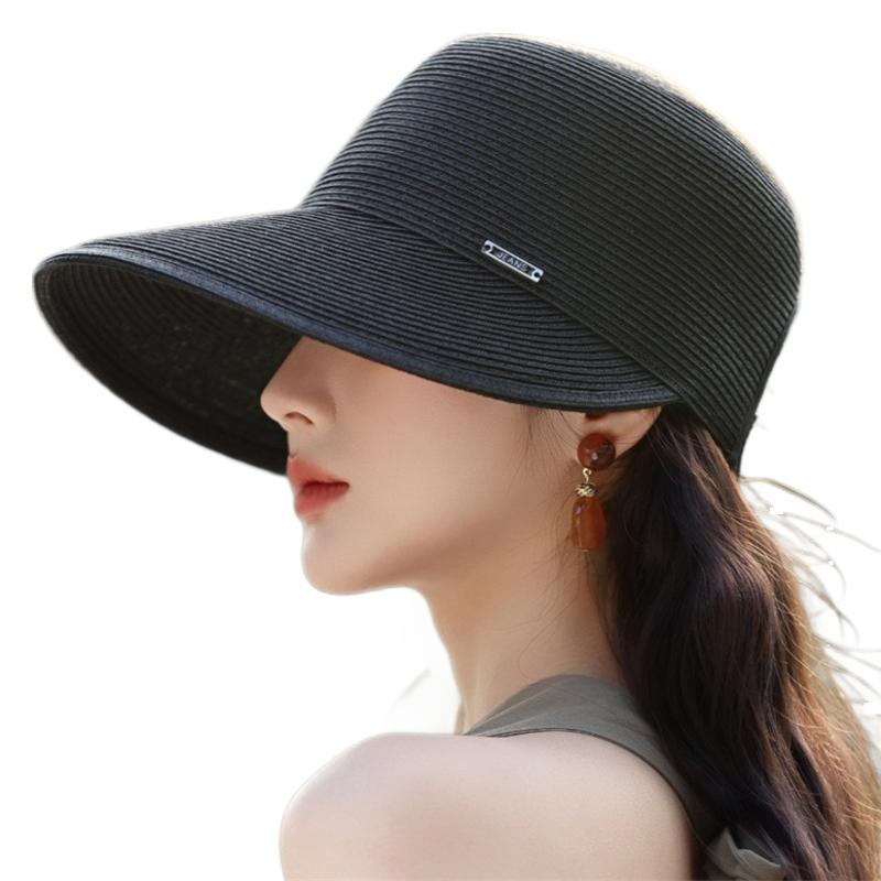Women's Japanese Style Wide Brim Straw Hat - Summer Sun Protection for Outdoor Travel & Riding