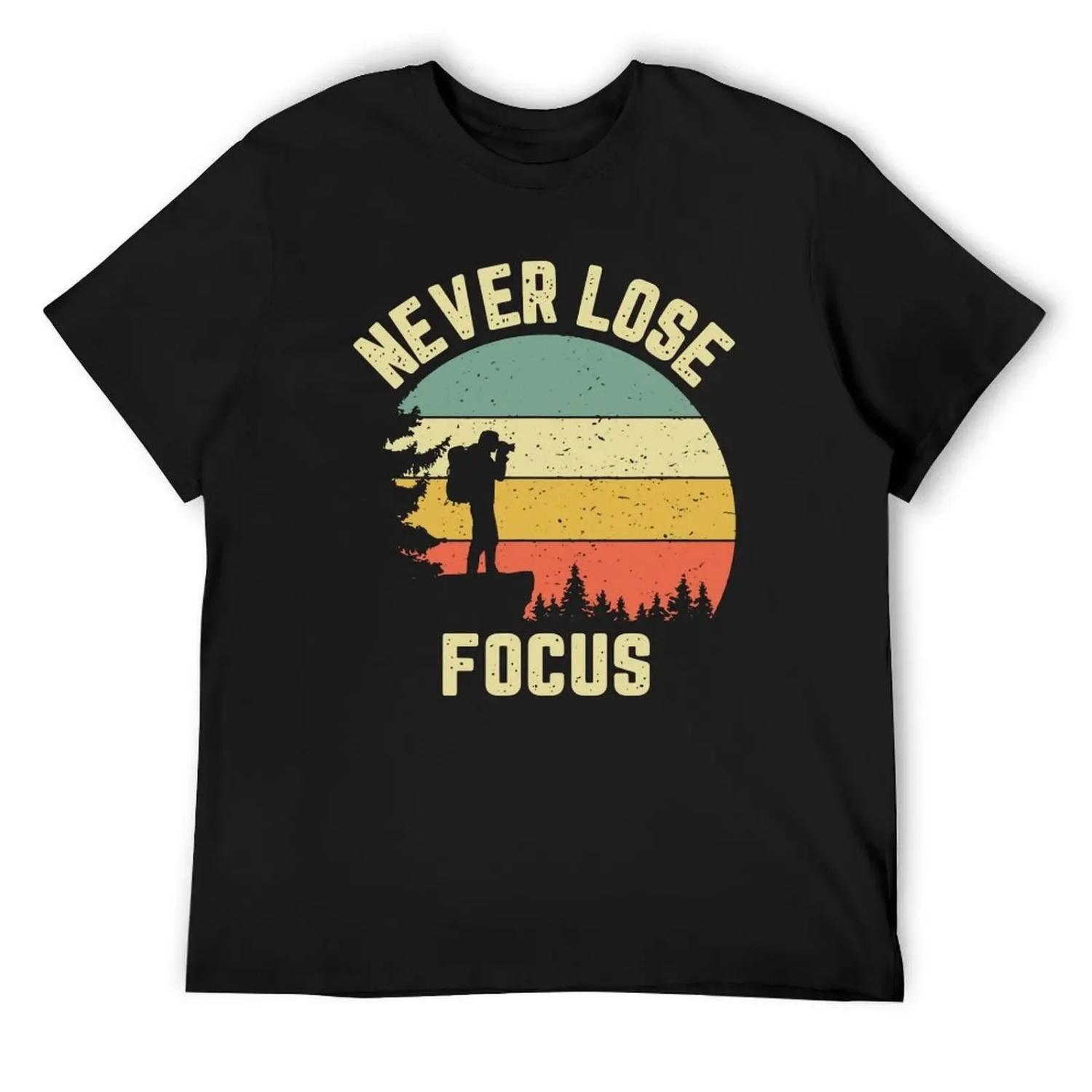 

Camera Never Lose Focus Photography T-Shirt graphic t shirts boys whites plus size tops tee shirts for men XXXXXL чорний