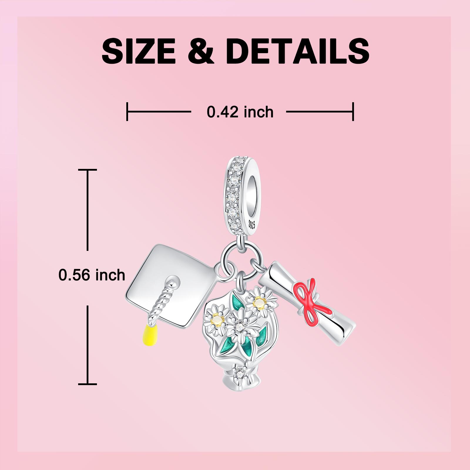

copper Graduation Collection Bead Charms Hat Certificate Pendant Bouquet Bear Charm Bead Charms Compatible With Authentic Bracelets Jewellery Gifts