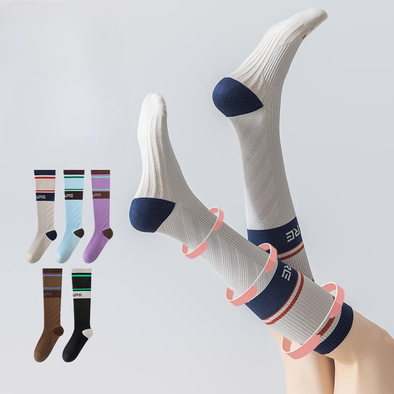 Professional Yoga Calf Socks, Women's Sports Muscle Energy Pressure Elastic Socks, Running, Fitness, Cycling Slimming Long Stockings