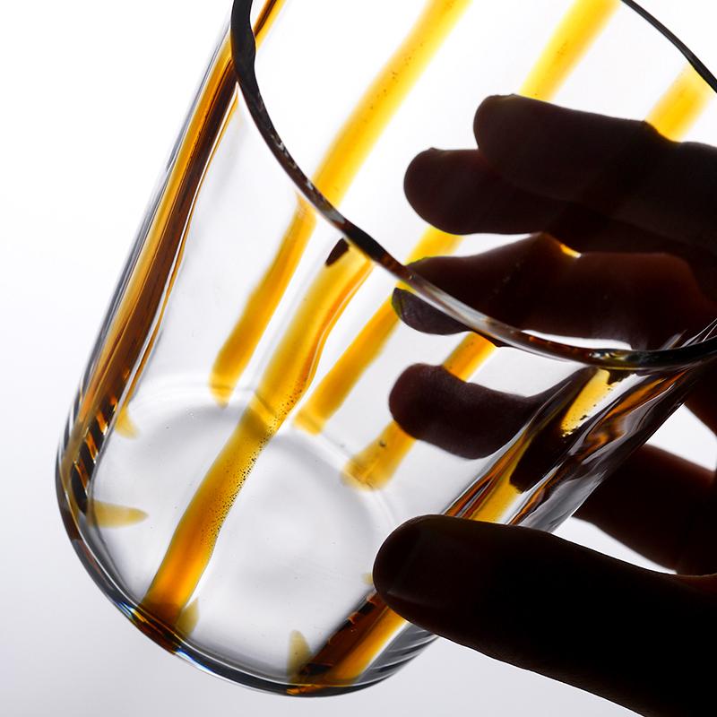 Colorful Striped Heat-resistant Glass Cup High Borosilicate High Temperature Drinking Water Cup Minimalist Cold Drink Juice Cup