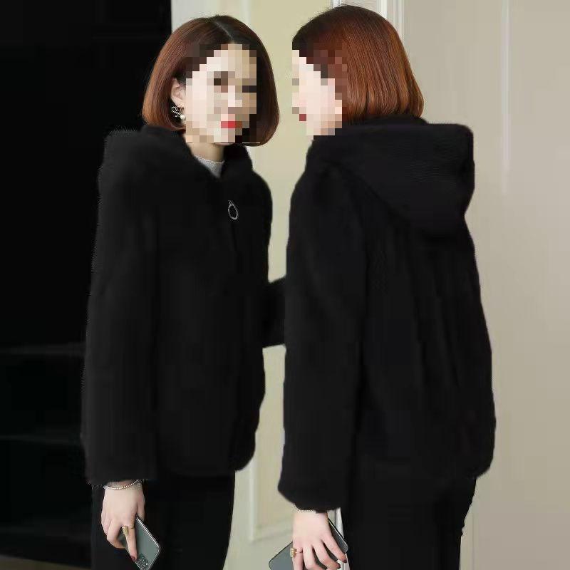 Fleece Thickened Double-sided Coral Fleece Autumn and Winter Loose Hooded Thermal Sweater Women's Cardigan Lamb Plush Jacket