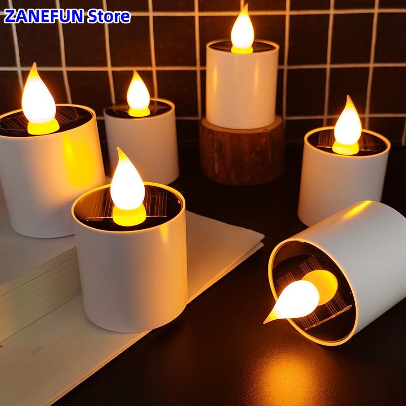 6-Pack Solar LED Candles Outdoor Waterproof Flameless Solar Tea Lights Rechargeable Candles for Party Garden Home Decor