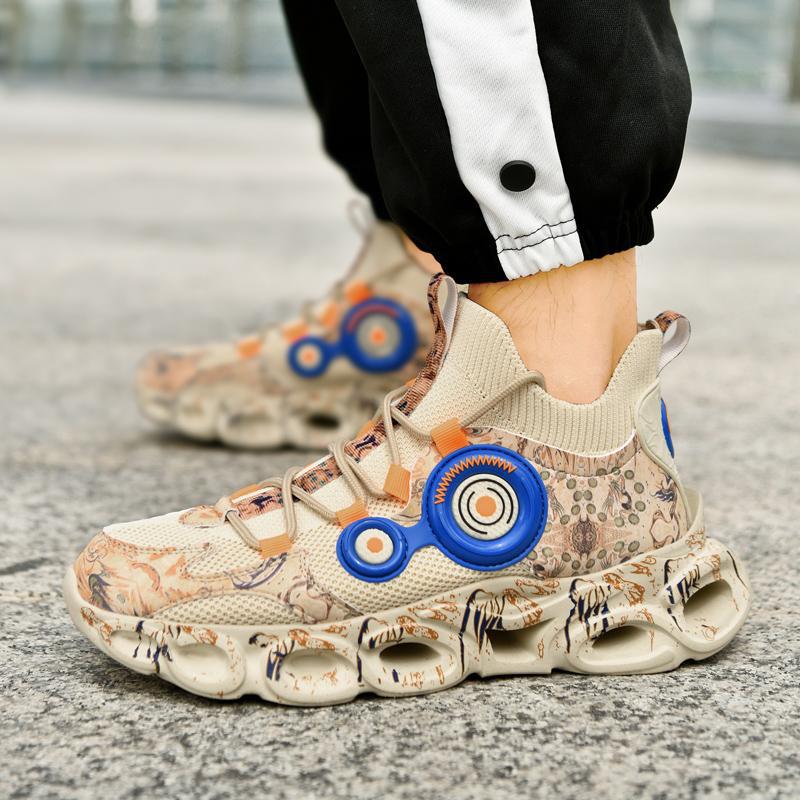 Graffiti camouflage fly-woven sports and leisure shoes, trendy shoes, running shoes, ultra-light, breathable and lightweight