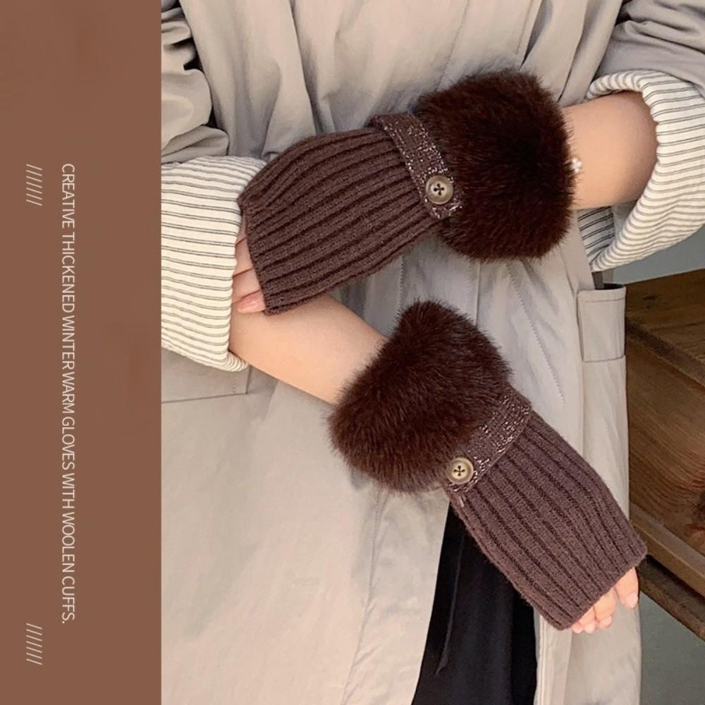New Knitted Knitted Gloves Solid Color Elastic Half Finger Mitten Soft Fingerless Gloves Autumn and Winter
