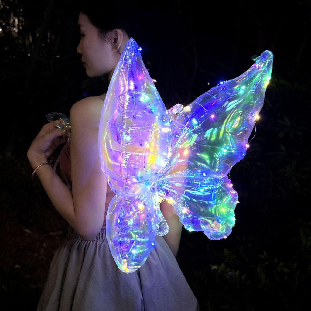Colorful Luminous Butterfly Wings Balloons for Children's Night Market Decoration