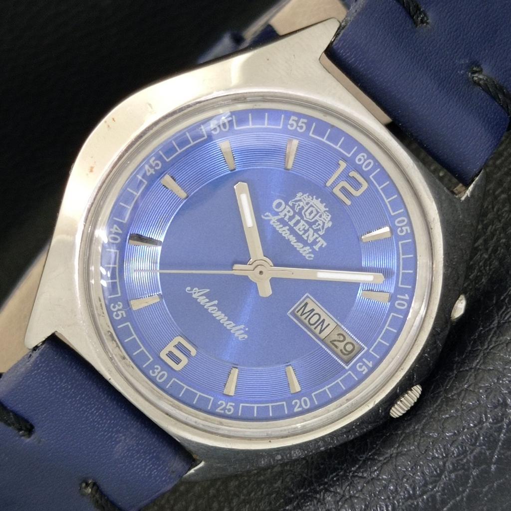 

VINTAGE ORIENT AUTOMATIC 46941 JAPAN MENS BLUE COLOR DIAL WATCH a500701-5 R154-a500701
