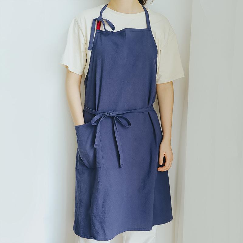 Hot-selling Cotton and Linen Apron Thin Breathable Large Size Sleeveless Solid Color Home Kitchen Overalls