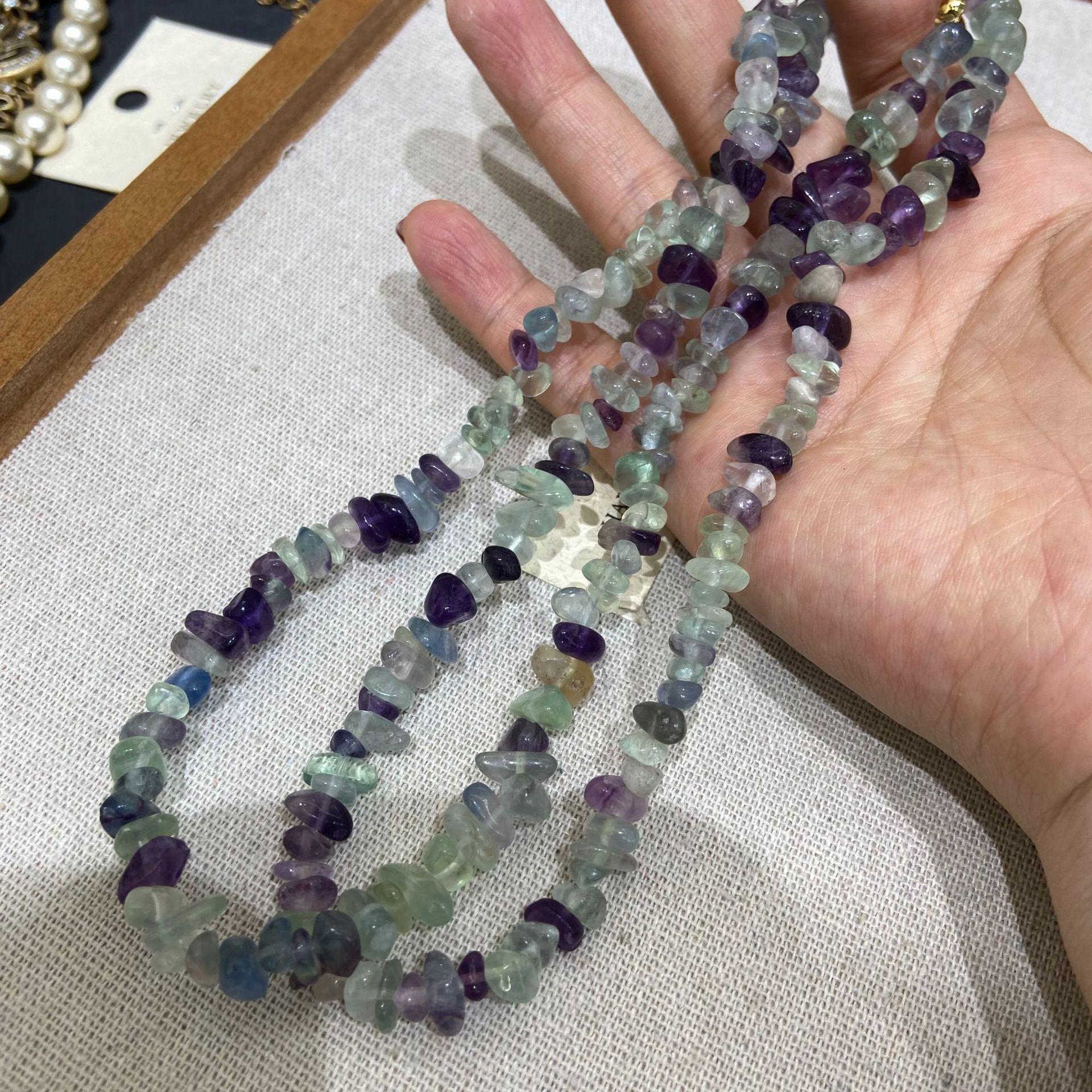 

Natural Crystal Irregular Gravel Necklace Neck Chain Neck Chain Bohemian Long Sweater Chain