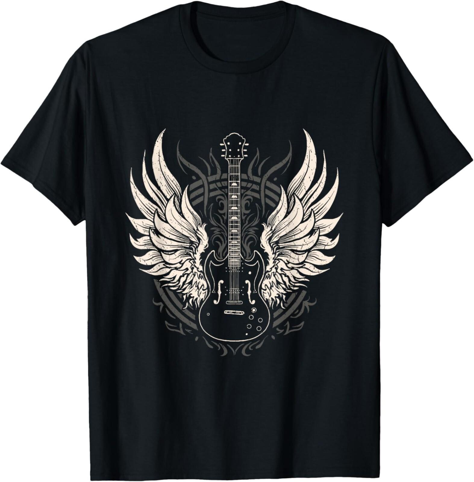 Guitar Wings Vintage Retro 80s Rock Roll Music T-Shirt XXL