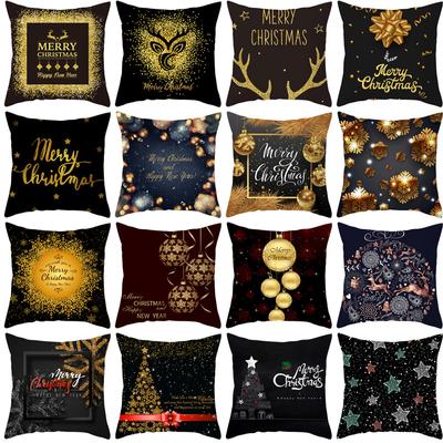 New Black Series Christmas Peach Skin Digital Printed Cushion Cover Sofa Cushion Cover Cushion Cover