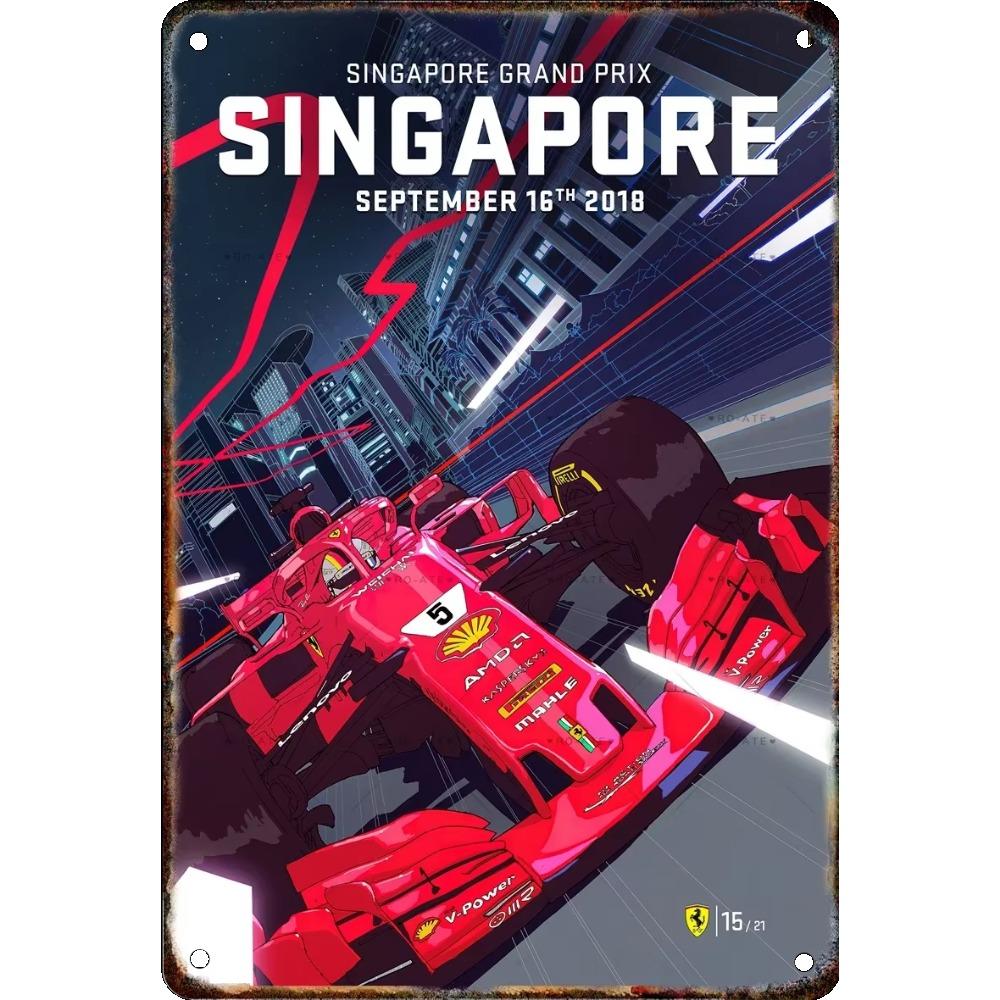 Vintage Formula Car Race Poster Home Garage Club Modern Wall Art Decorative Panel Mural Aesthetics