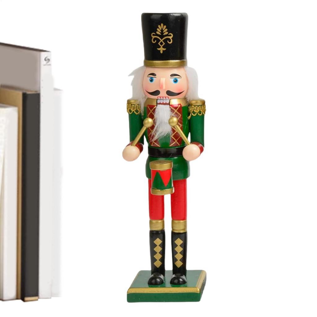 Weihnachtsnussknacker-Figur, handbemaltes Nussknacker-Ornament aus Walnussholz, geeignet für Wintertische, Tischplatten und Kamine
