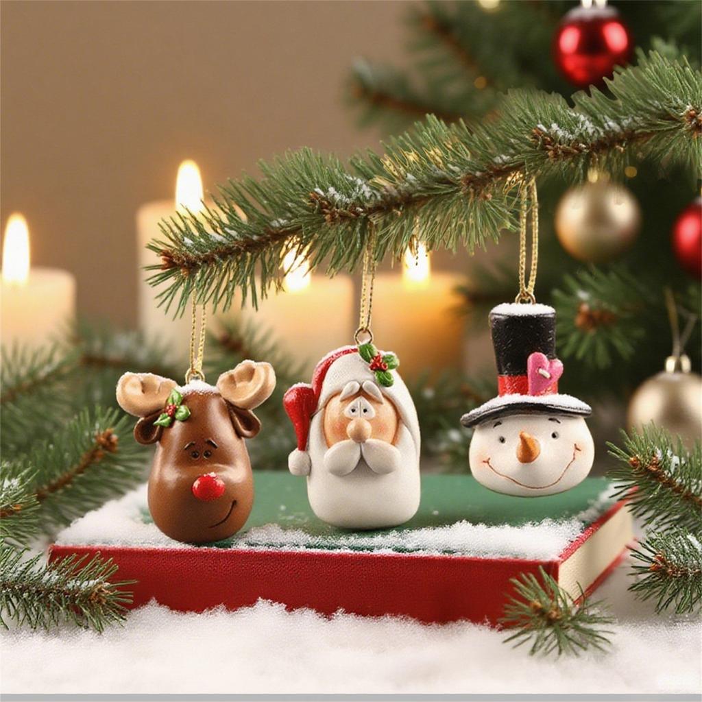 3D 6-pc Christmas Resin Ornament Pendant With Festive Atmosphere