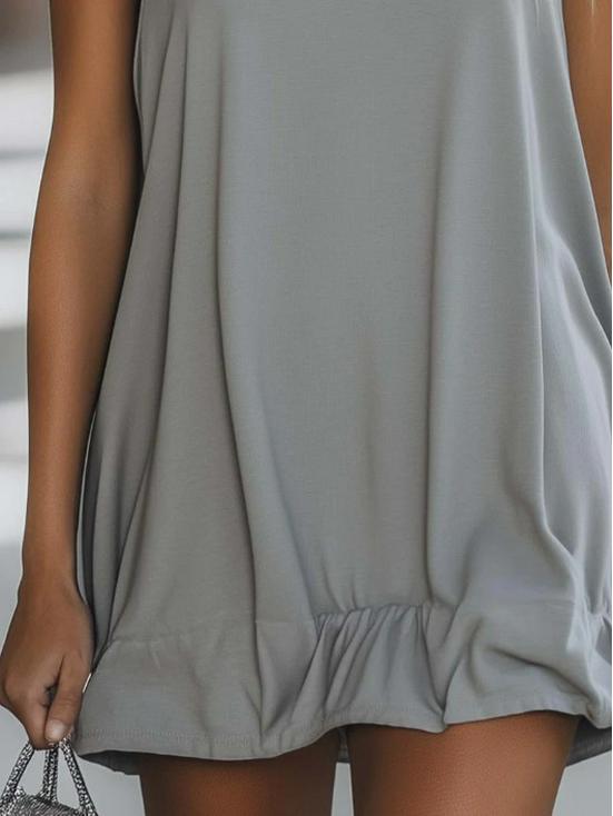 Casual Grey Sleeveless Hoodie Mini Skirt