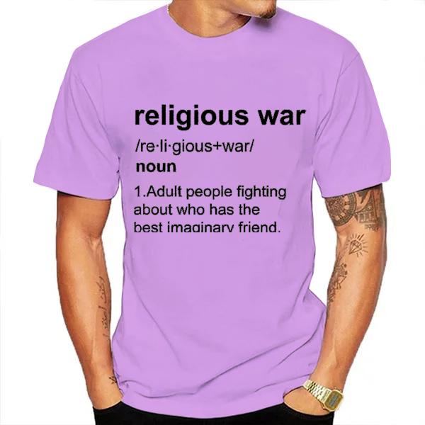 Religious War Men's T Shirt Funny Letter Print Short Sleeve Tees Fashion Graphic Y2k Tops Best Friend Men's Oversized Clothing