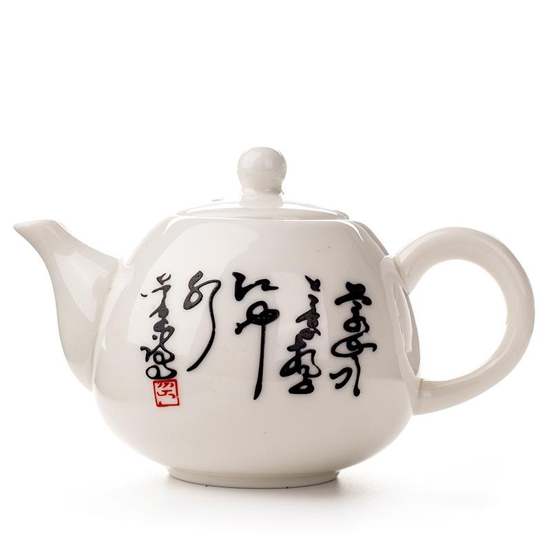 Chinese Handmade Ceramic Teapot Porcelain Home Decor Office Teapots White Color Tea Pot Kettles Drop Shipping