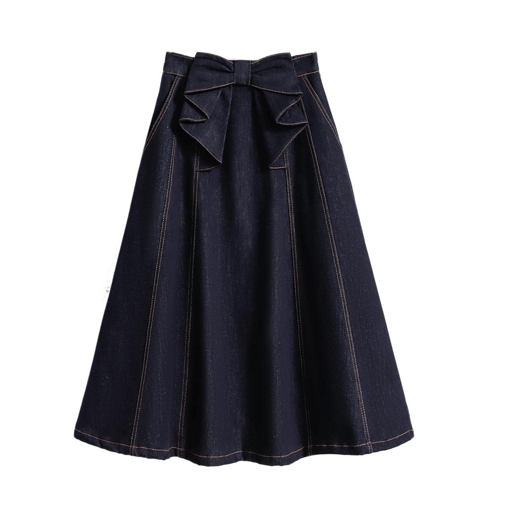 DIMANAF 2026 Plus Size Summer Women Skirts Denim Blue Fashion Jeans Lady High Waist Casual Elegant Long Skirt