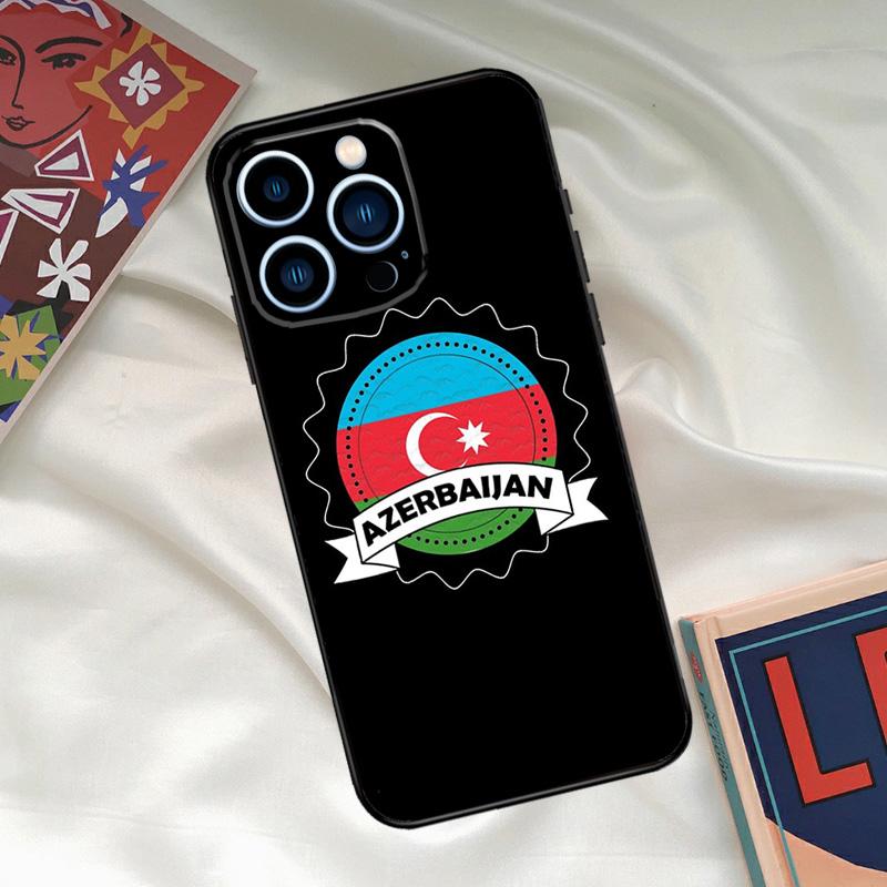 Azerbaijan Flag Coat of Arms Phone Case For iPhone 16 15 14 12 11 13 17 Pro Max 15 16 Plus 13 Mini 16e 17 Air Funda Cover
