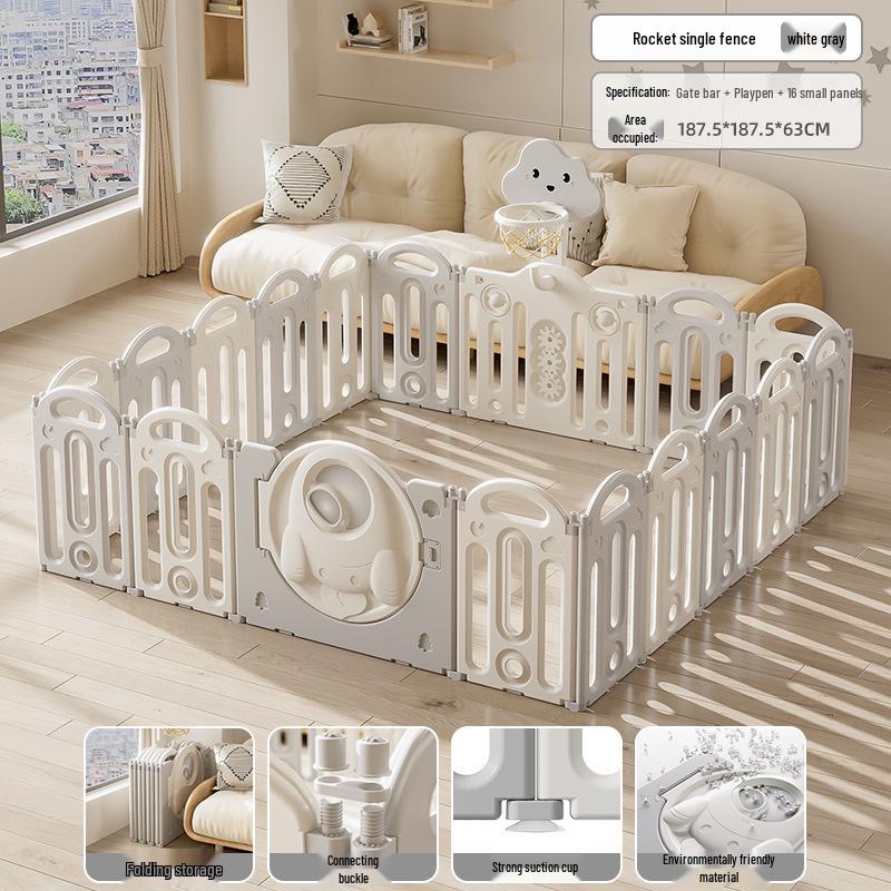 Stackable Baby Basketball Play Fence with Crawling Mat - Indoor Child Safety Solution for Living Room