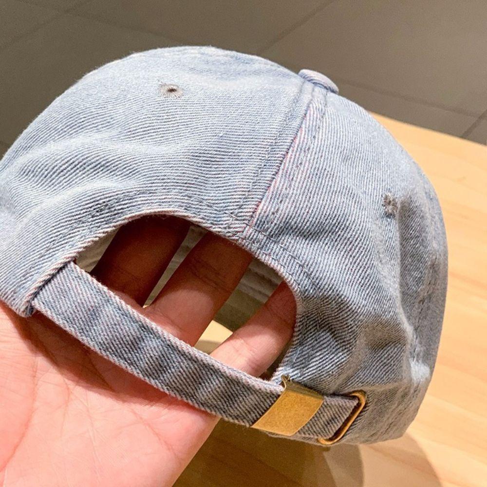 Retro Solid Color Denim Baseball Cap Stylish Fashioned Weathered Duckbill Hat Trendy Unisex Street Hip Hop Sunshade Cap