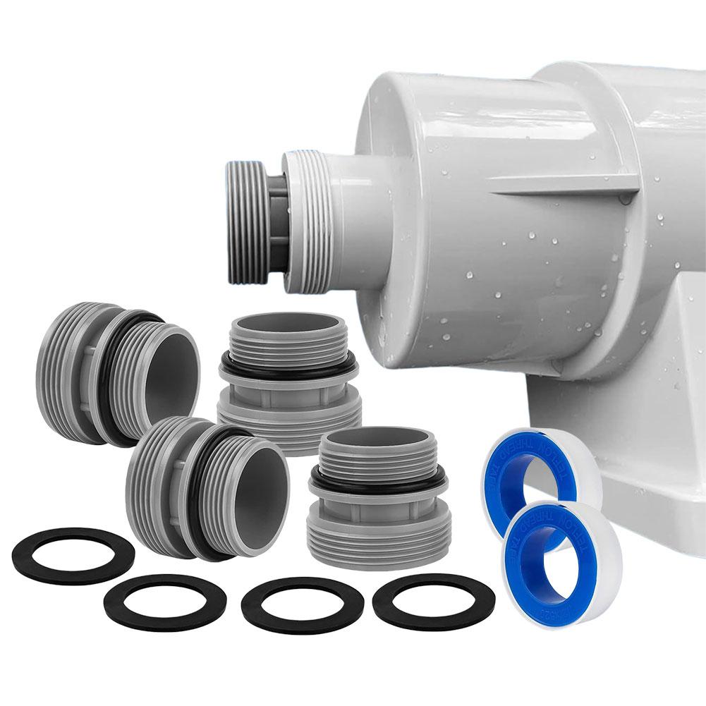 4 Pack Pool Hose Conversion Adapters with Clamp Washer Pool Pump Adapter Pool Filter Pump Hose Adapter for Above Ground Pools