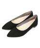 Jumpable Pumps, Flats, Easy To Wear, Suede, Pointed Toe, Cushioned, Low Heel, Black, Perfect for Commuting, Ceremonies, R-3218