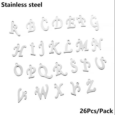 

26Pcs/lot Alloy Inlaid Rhinestones A-Z English Letter Inlay Alphabet Pendant For DIY Bracelet Necklace Jewelry Making