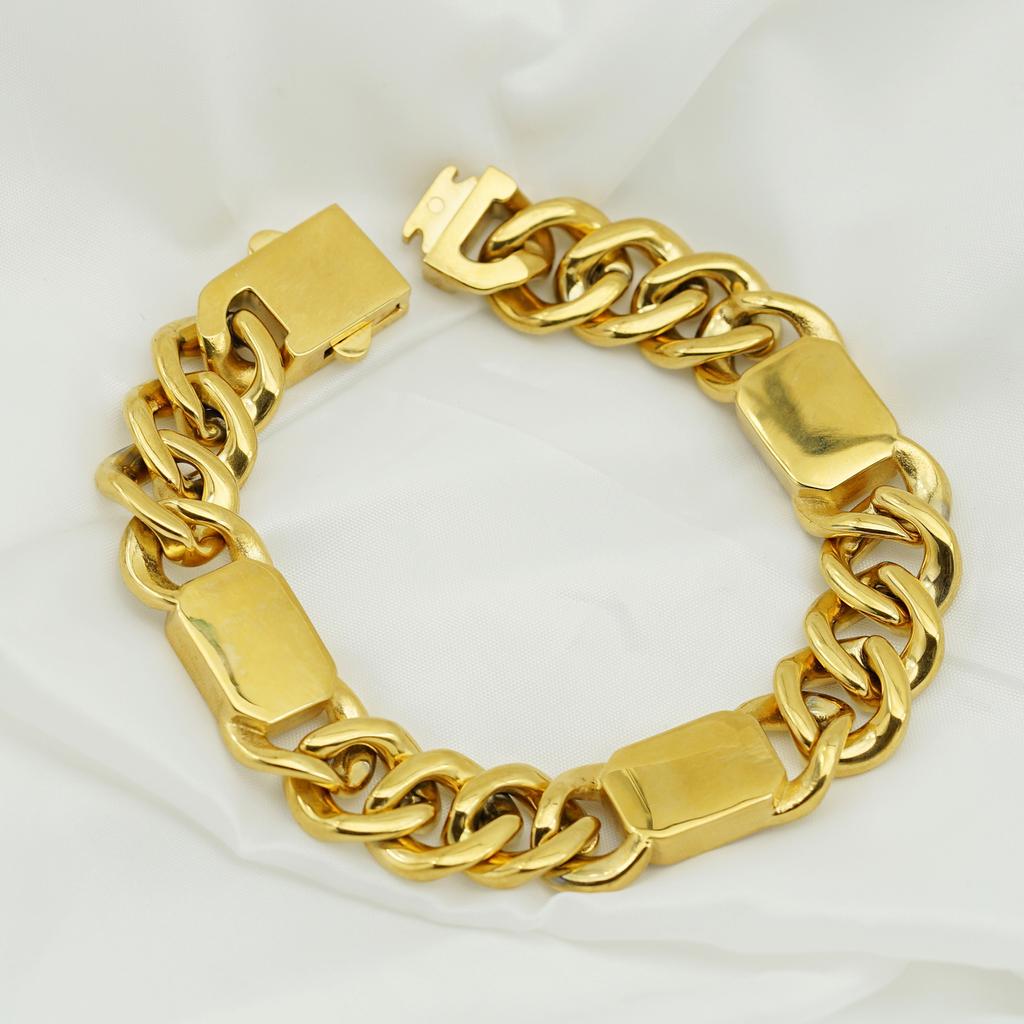 New Hip Hop Fashion Light Luxury Full Diamond Colored Gemstone Bracelet