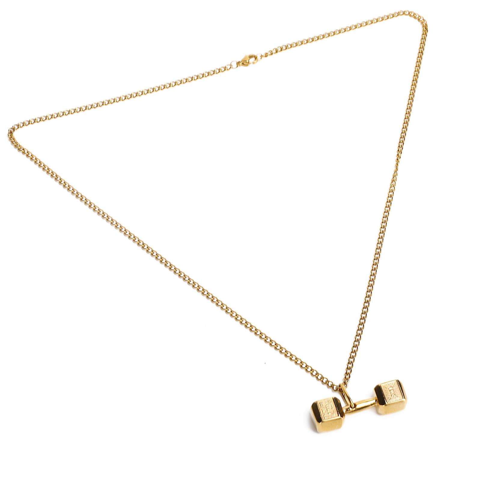 

Dumbbell Pendant Necklace Unisex Fashionable Jewelry Necklace Gift Clothes AccessoryGold