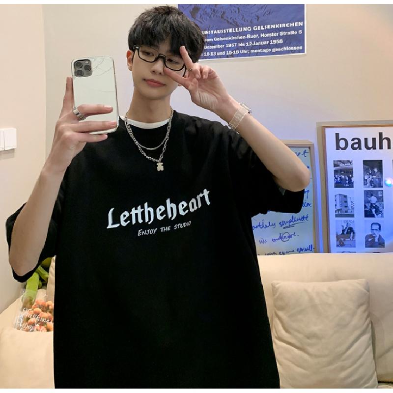 

M-5XL мужские футболки с коротким рукавом с буквенным графическим принтом, повседневная футболка для мужчин, топы с круглым вырезом в стиле ретро для 2XL чёрный