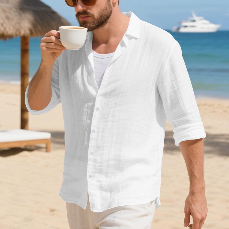 Men S Long Sleeve Linen Blend Casual Loose Button Up Shirt For Spring Autumn S