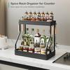 Coffee Stand Station Organizer for Countertop Spice Rack for Counter Kitchen Countertop Organizer Shelves with 4 Hooks 2 Tier L