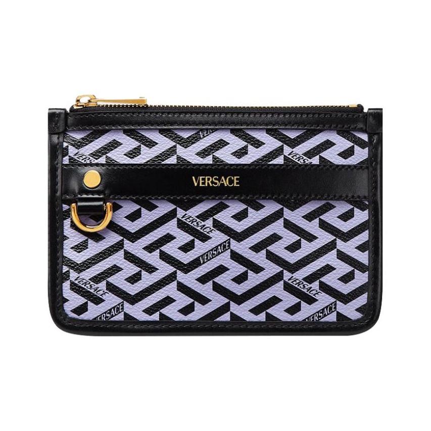 

Versace La Greca Signature Classic Monogram Couple Component PU Clutch Zipper Bag Small Unisex Clutch Purple 1001862-1A01444-5L16V Basic Set (Bag+Dust Bag)