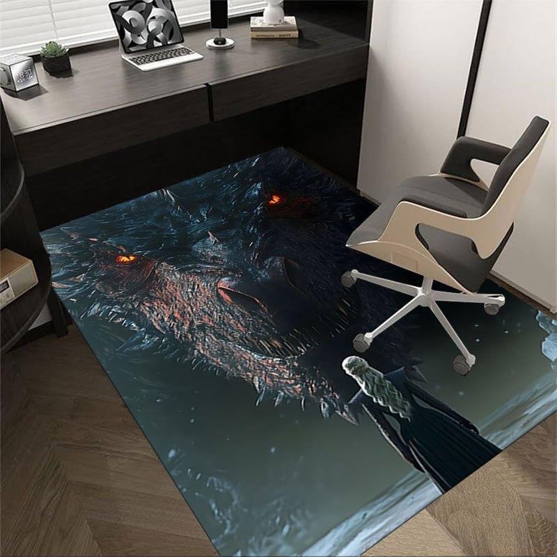 

1pc Fire and Blood Office Carpet Chair Mats, Home Decor Mat | Fantasy Theme Mat | Durable Mat, Dragon DecorB15 60cm by 90cm
