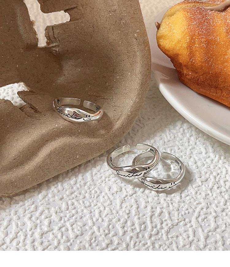 Prsten s usměvavým obličejem v korejském stylu pro ženy - ryzí stříbro S925, vynikající, jednoduchý, špičkový, všestranný, perfektní dárek pro nejlepší přítelkyni