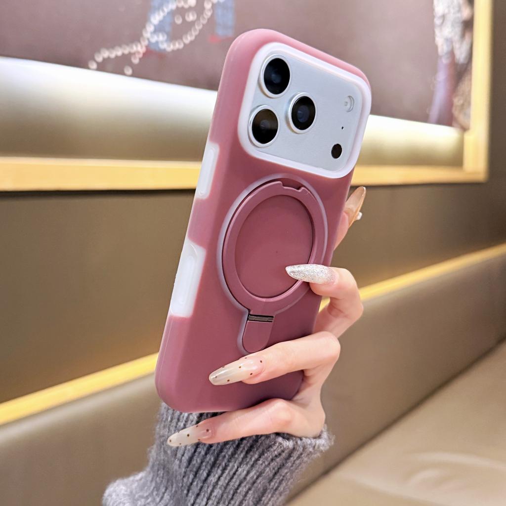 Stand Holder For Magsafe Wireless Charge Kickstand Case For iPhone Air 17 16 15 Pro Max Jelly Neon Silicone Shockproof Cover