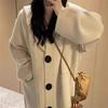 Women's Autumn & Winter Lazy Style Hooded Knit Cardigan - Korean Loose-Fit, High-Class Temperament Sweater Coat